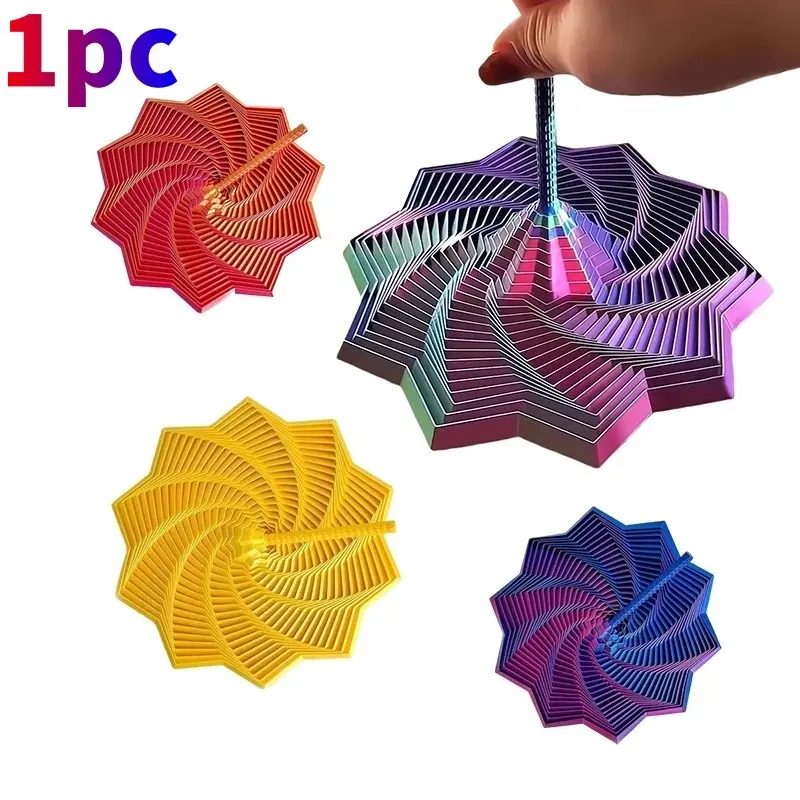 3D Printed Sensory Clown Star Model, Visual Illusion Hexagonal Rotating Spiral Decor, Geometric Design Desktop Ornament, New Year Birthday Office Gift