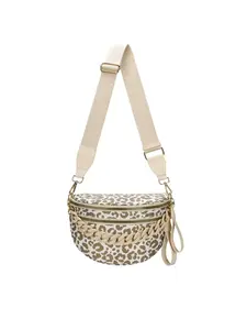 Women's Leopard Pattern Nylon Crossbody Bag, Casual Trendy Moisture-Proof Purse with Shoulder Strap, Chic Crossbody Purse, Crossbody Shoulder Handbag, Fashion Crossbody Purse, Fashionable Patterned Bag