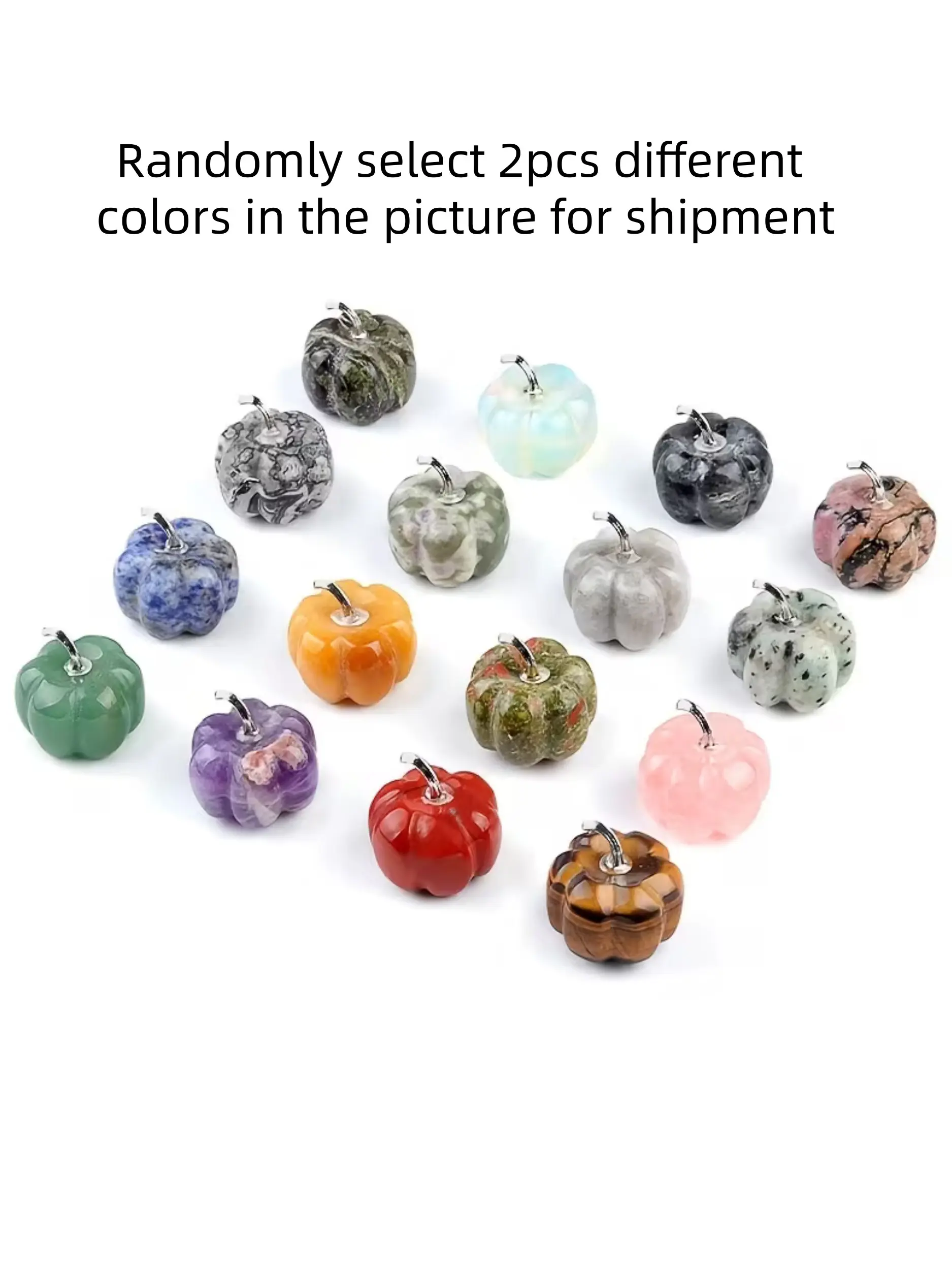2pcs Hand Carved Natural Crystal Pumpkin Ornaments, Cute Pocket Guardian Stones, Perfect Halloween Decor, Birthday Gift, Room Decoration