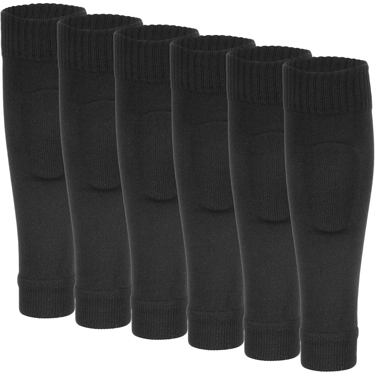 3 Pairs Wear-Resistant Shin Guard Sleeve, Leg Sleeves Pre-cut Soccer Sleeves Compatible with Grip Socks Shin Guards Sleeve for Men Women Soccer Basketball Running Cycling