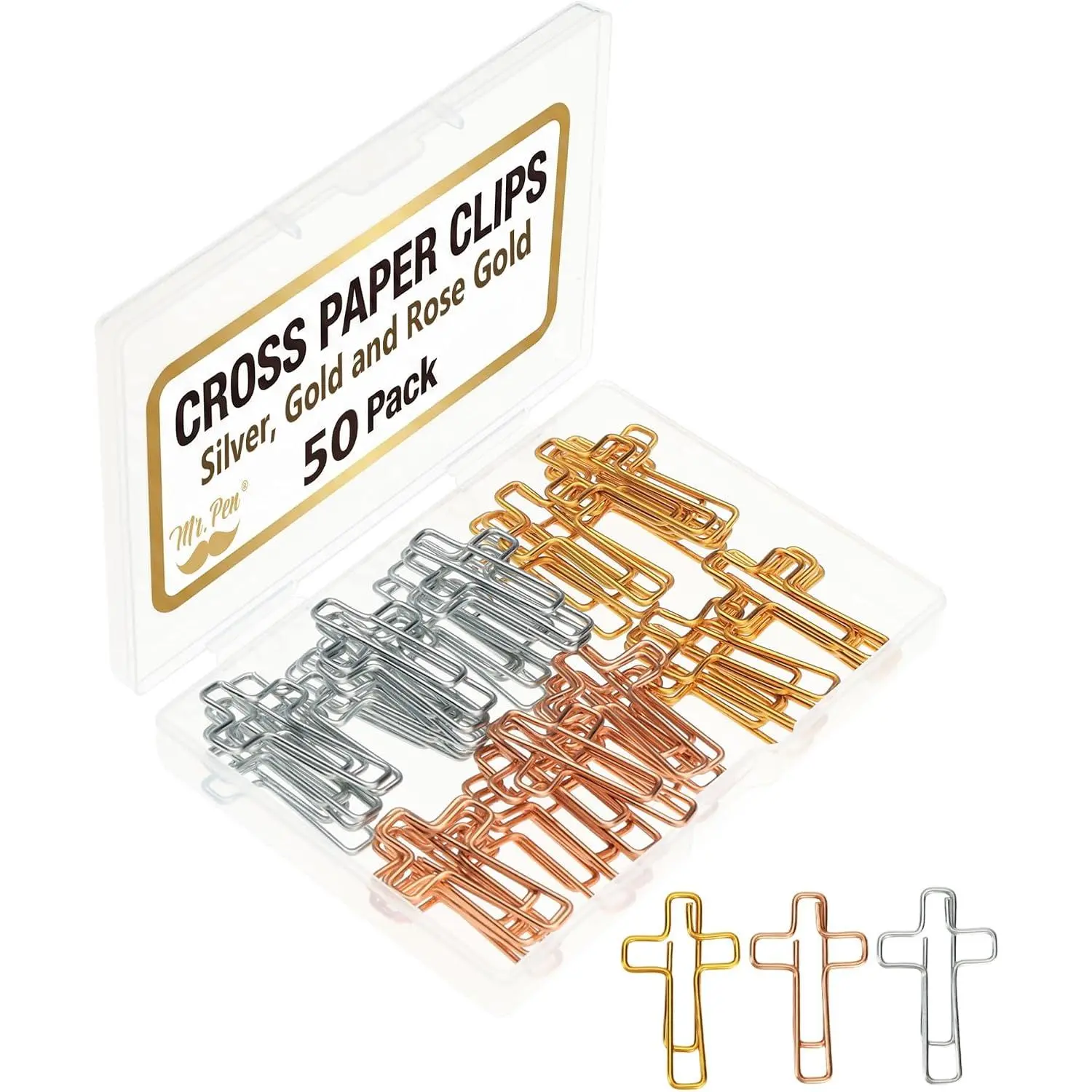 Metal Paperclips Bulk - Rose & Mixed Colors, 50-Pack Size, Secure Document Hold Office Stationery for Christian Office & Journaling Study Supplies