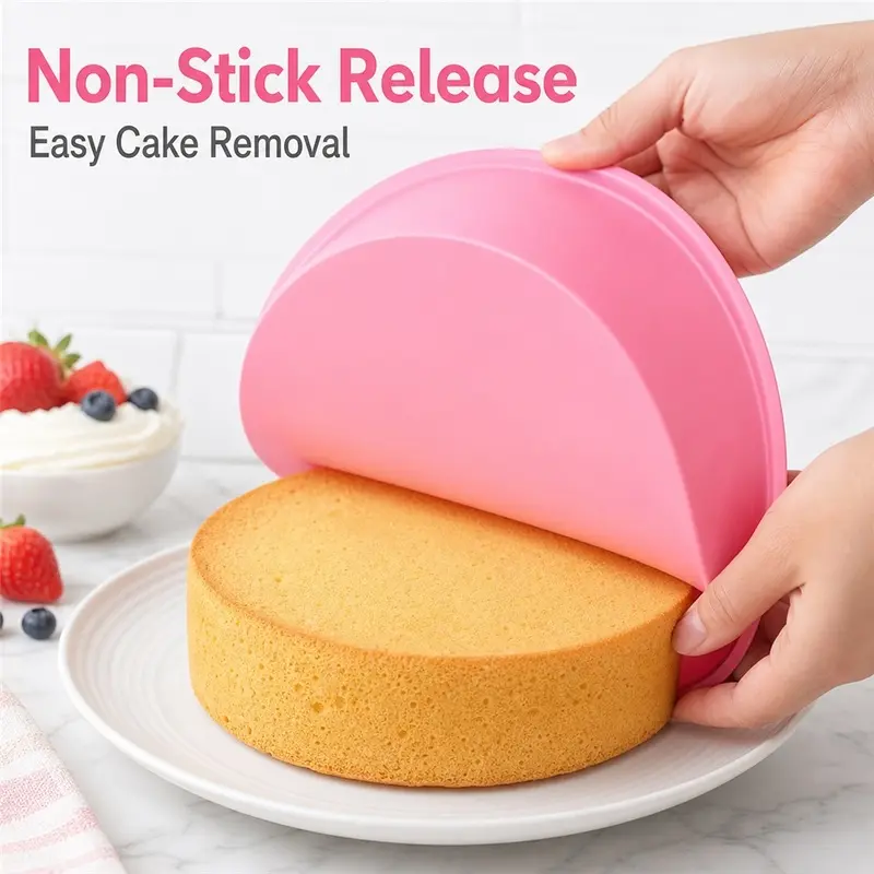 1-piece large 8-inch round cake baking mold, food-grade silicone round cake mold, multi-functional household baking pudding mold, homemade chocolate jelly tool