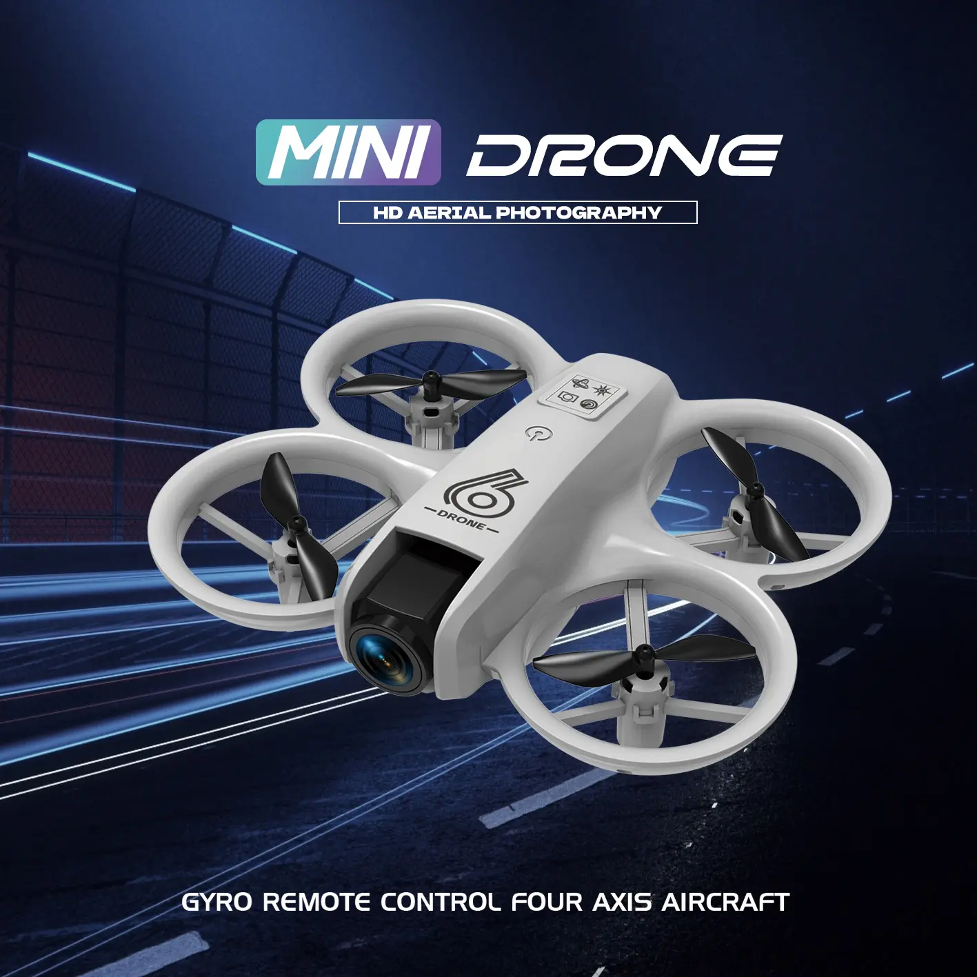 2026 New Grey Electric RC Drone with Camera for Aerial Photography - Remote-Controlled Aircraft Toy, 360° Stunt Flips, Altitude Hold, 1-Button Takeoff/Landing, Rechargeable Battery, Built-In LED Lights