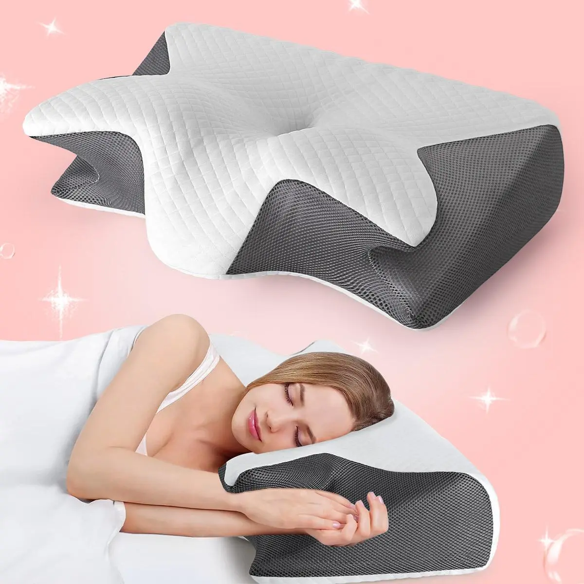Memory Foam Breathable Neck Pillow, 1 Count Neck Pillow with Washable Pillowcase, Soft & Comfortable Pillow for Side, Back & Stomach Sleepers, Supportive Memory Foam