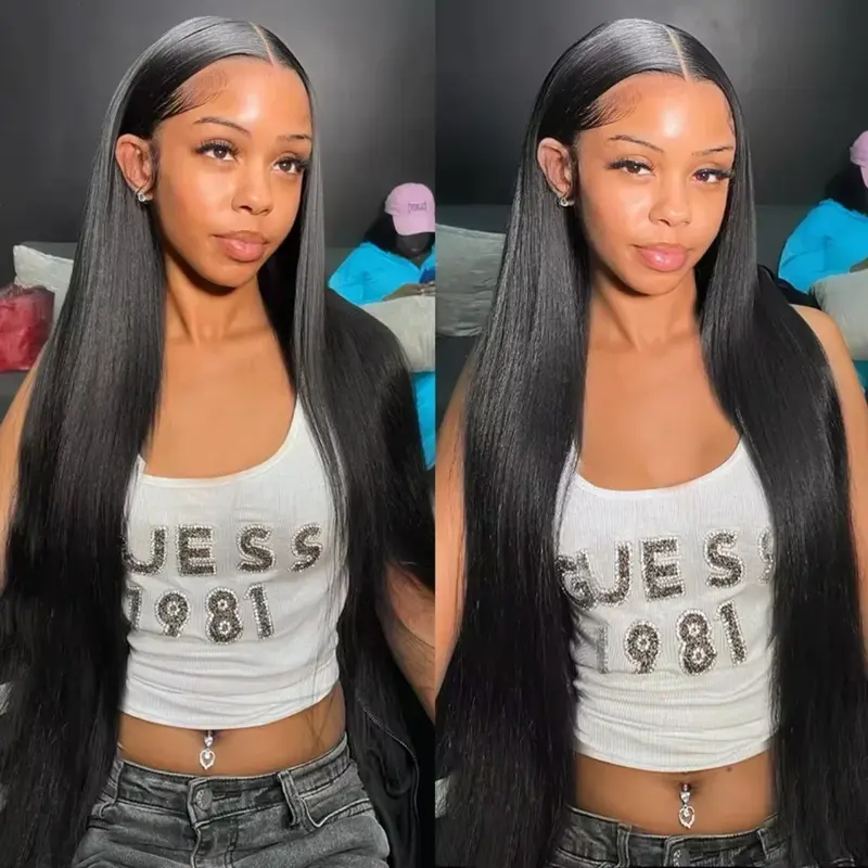 36 38Inch 180% Density Bone Straight 13X6 Hd Lace Frontal Wig 13X4 Transparent Lace Front Pre Plucked Human Hair For Women sohochic