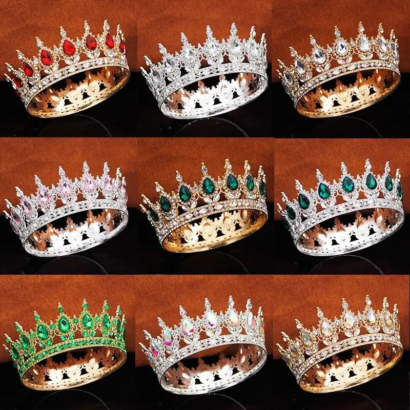 Royal Queen King Tiaras and Crowns for Women Princess Girls Wedding Party Full Round Diadem Bridal Hair Jewelry Accessories