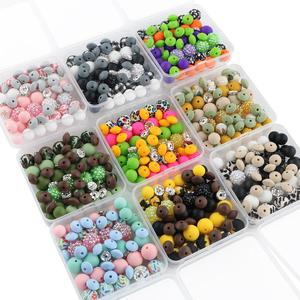 mixed sizes silicone beads kit, 64pcs/box colorful beads, diy jewelry making supplies for bracelet necklace earrings pendant, beads set, handmade crafts, handcraft, acrylic beads mix