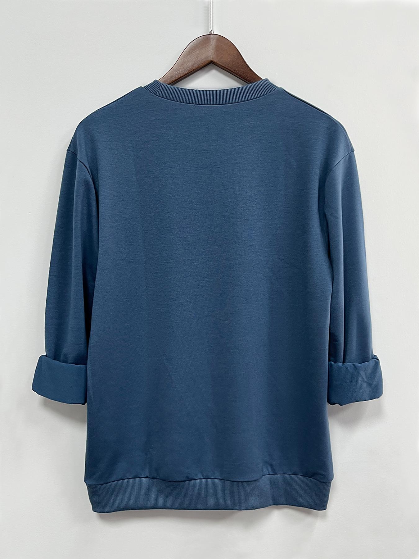 Women's Letter Print Crew Neck Sweatshirt, Casual Long Sleeve Pullover for Fall & Winter, Women's Clothes for Daily Wear