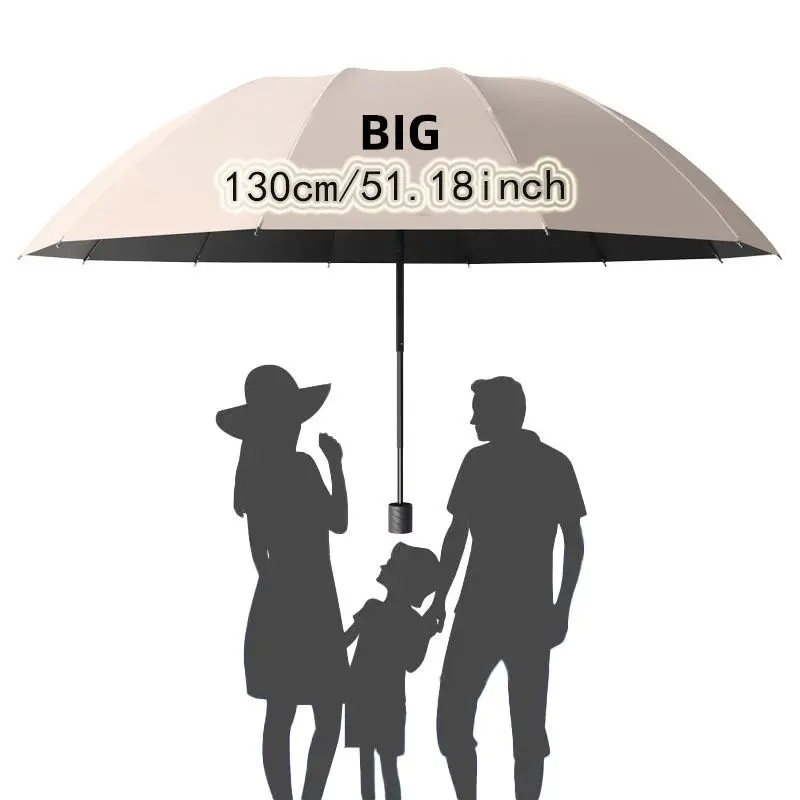 130cm Extra Large Folding Umbrella, Windproof Travel, Solid Color Canopy, Outdoor Sunshade, UV Protection, Automatic Umbrella, Portable Rain Umbrella, Lightweight Umbrella