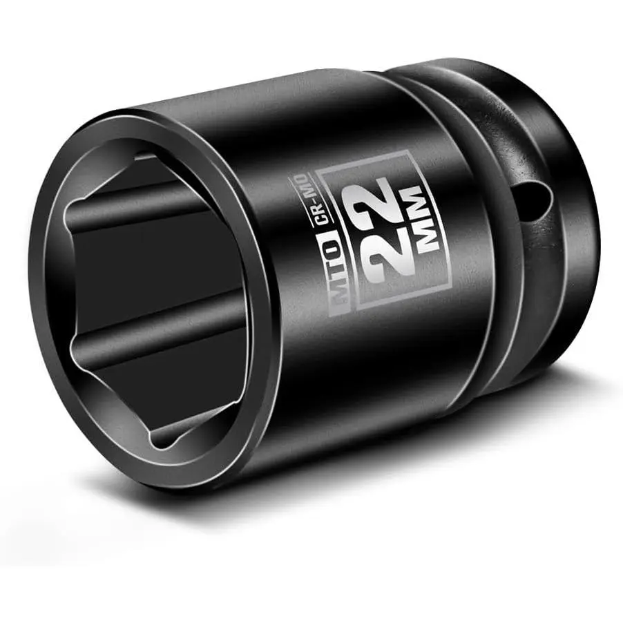 1/2" Drive 22mm Shallow  Socket, 6-Point Metric Socket, CR-MO Steel & Anti- Coating for Tight Spaces and Heavy-Duty Tasks