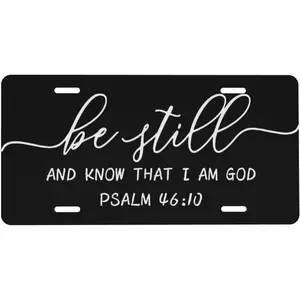 Christian Be Still and Know That I Am God Front License Plate 6x12 – Psalm 46:10 Purple Flowers Vanity Tag for Car Truck SUV – 4 Holes