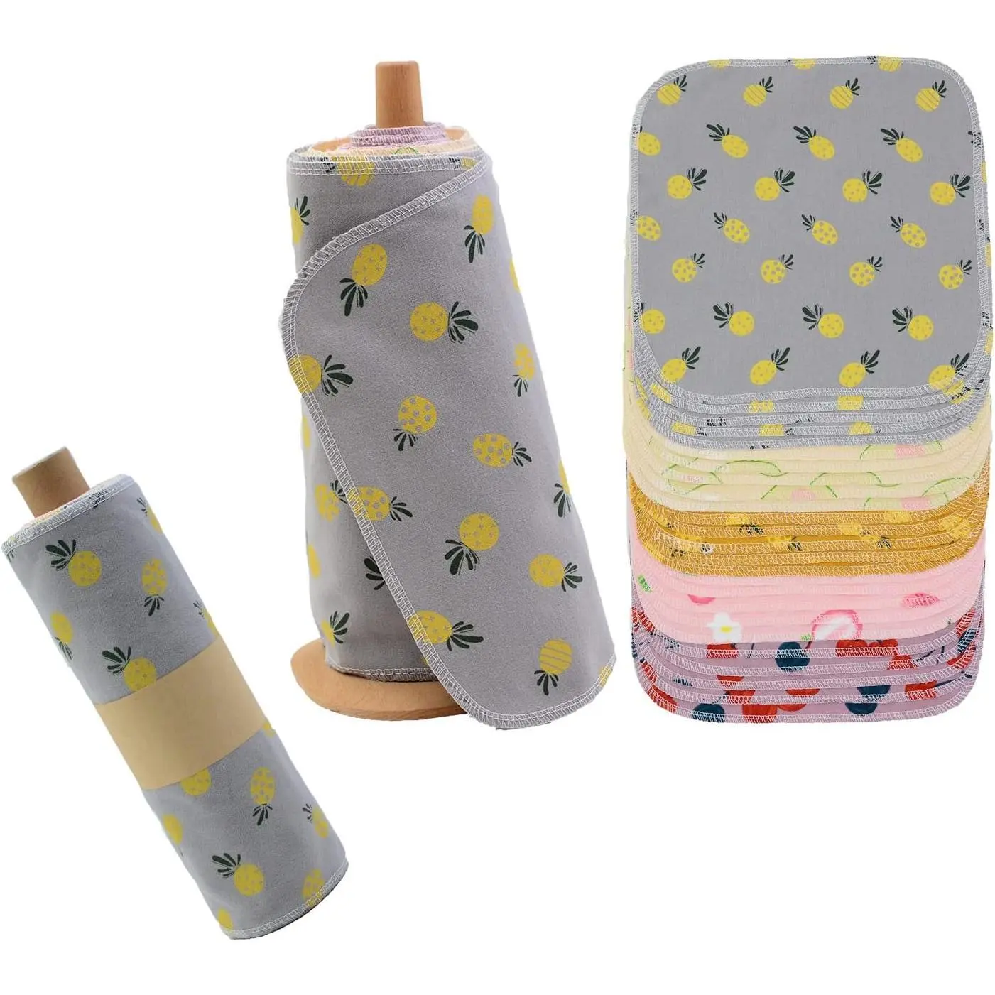Paperless Towels Roll Washable Cotton Cloth, Reusable Paper Towels - 25 Pack with Durable Cardboard Roll - 10" X 10" Zero Waste Reusable Napkins Eco Friendly