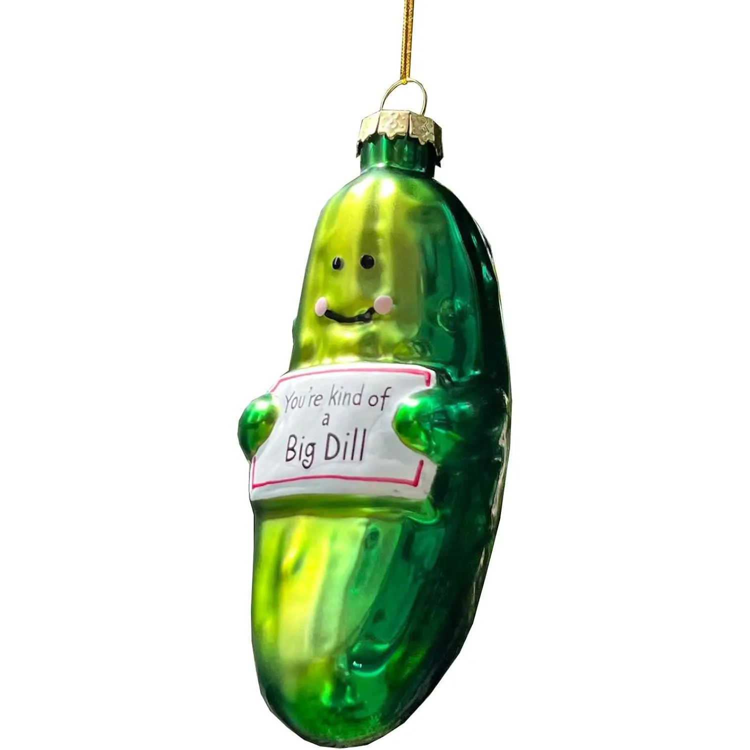 Funny Handblown Glass Pickle Ornament for Christmas Tree - You're Kind of a Big Dill
