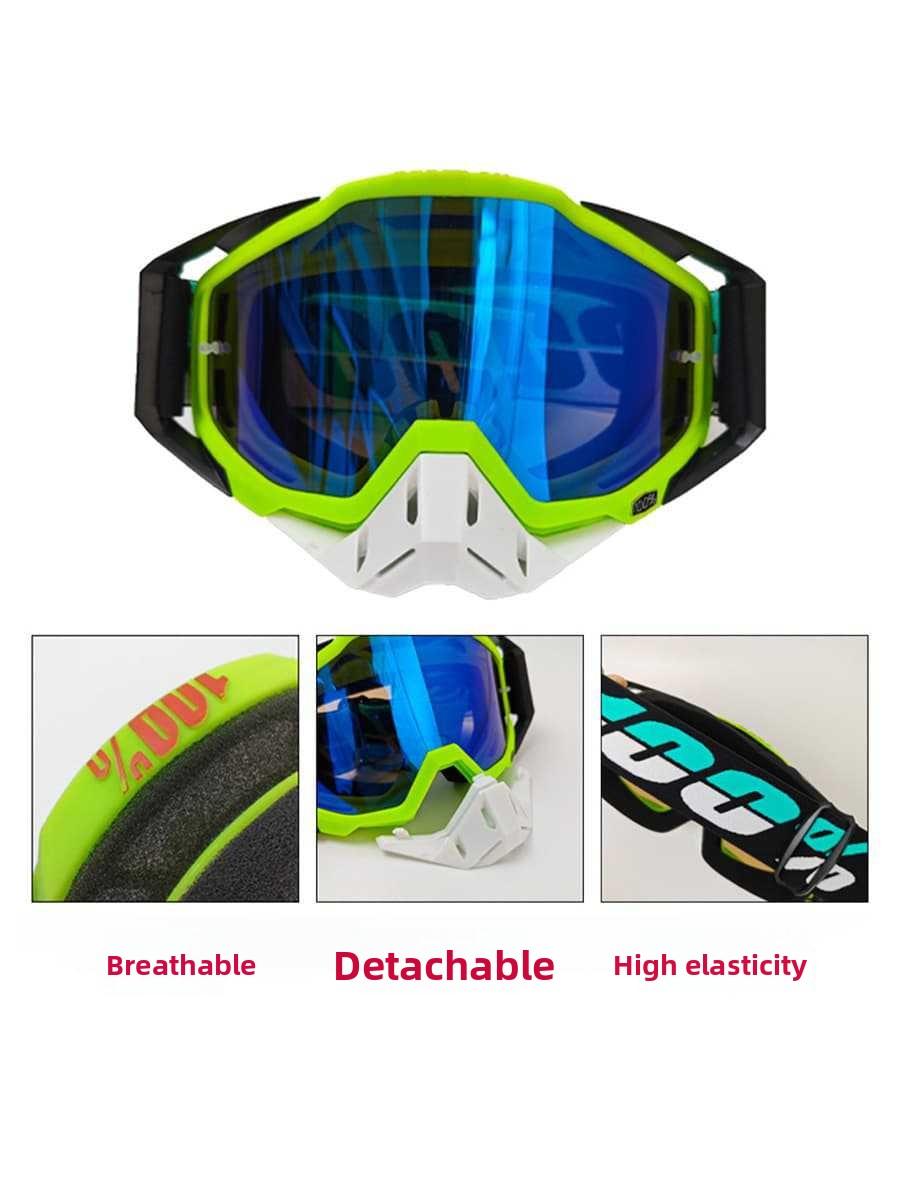 IOQX 100% Motocross Goggles Glasses TPU Half-Frame Unisex Cycling Glasses with Interchangeable Lenses and Headband Option windproof goggles biking sunglass motorcycle goggles performance eyewear unisex eye glasses wrap around sunglasses nose plug