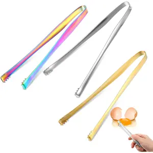 3 count Egg Tool to Remove Chalaza,  Stainless Steel Egg Chalaza ,Multipurpose Small Ice Tongs Kitchen Tools for Cooking Cake Bakers Weddings Candy Ice Cubes