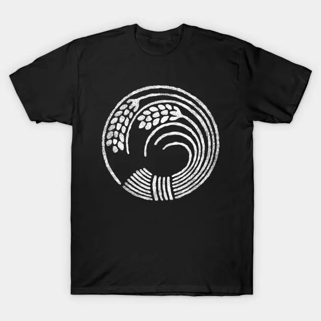 Men's Vintage Wheat Grain Spiral Circle Symbol Distressed Graphic Short-Sleeve Round Neck Casual Classic Menswear Cotton T-Shirt