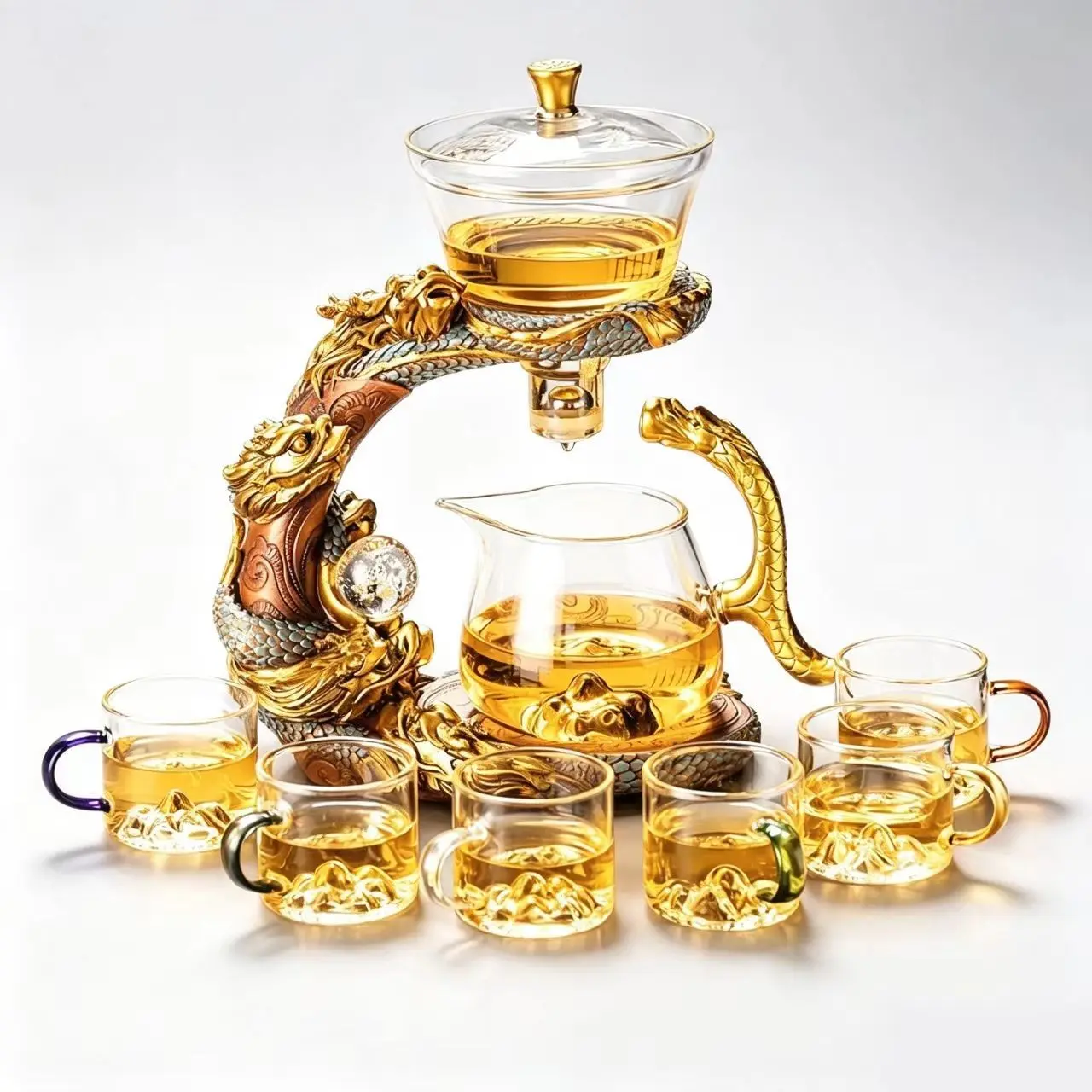 High Borosilicate Glass Tea Set, Magnetic Lazy Tea Pot, Complete Gongfu Tea Cup, Tea Water Separator, Luxury Home Office Gift Box