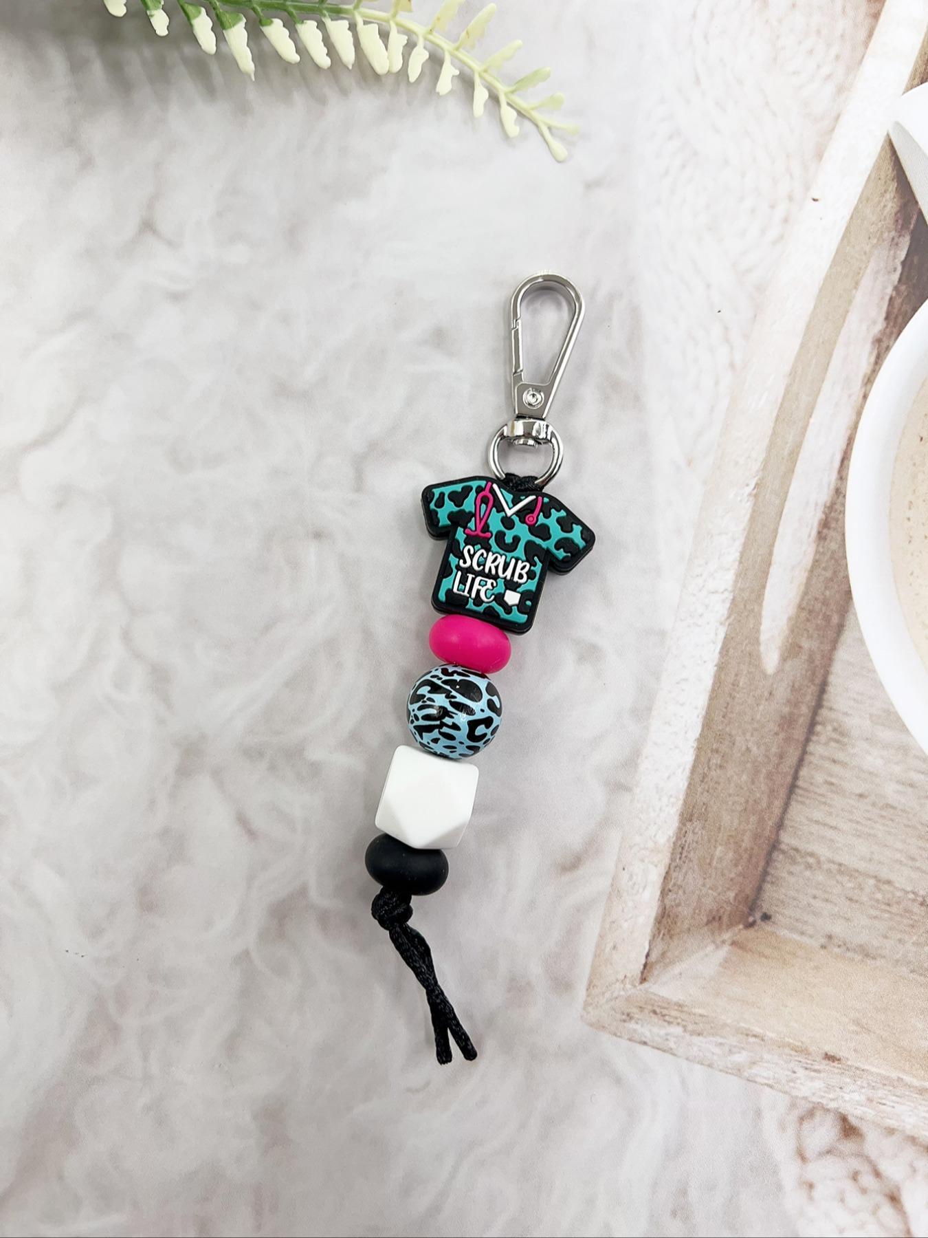 Cute Beaded Design Keychain, Novelty Keychain for Women & Men, Stylish Keychain, Trendy Cute Keychain, Fashion Accessories for Daily Bag, Key Decor, Thoughtful Gifts for Healthcare Workers, Handmade Keychain