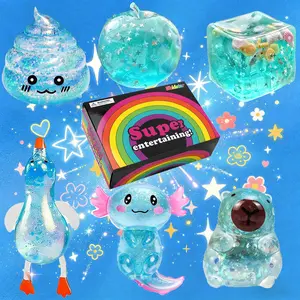 6-Piece Malt Sugar Stress Relief Toy Set, Creative Slow-Return Soft Candy, Sensory Kit, Perfect Holiday Party Gift, 6 Different Styles