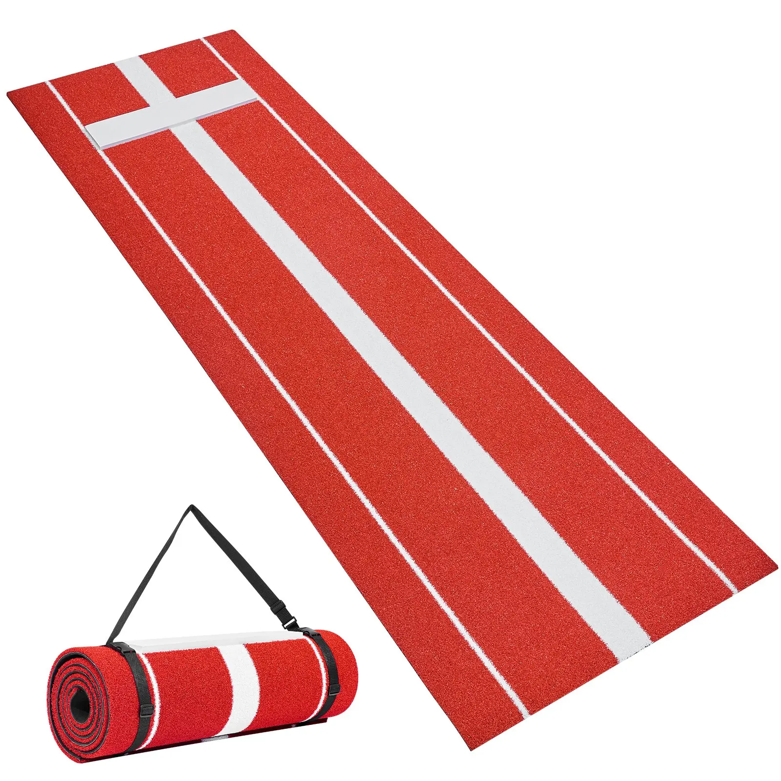 VEVOR 10x3 ft Roll-Up Softball & Baseball Pitching Mat - Portable Training Aid with Antifade Synthetic Turf, Antislip Foam Backing, Pitching Rubber Mound, EVA Build for Indoor/Outdoor Pitchers’ Drills