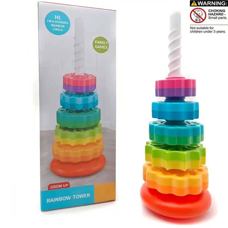 Rotating Tower Toy, Shape Sorter, 1 Set Early Education Color Recognition Toys, Parent-Child Interactive Game Toys, Educational Toy for Kids