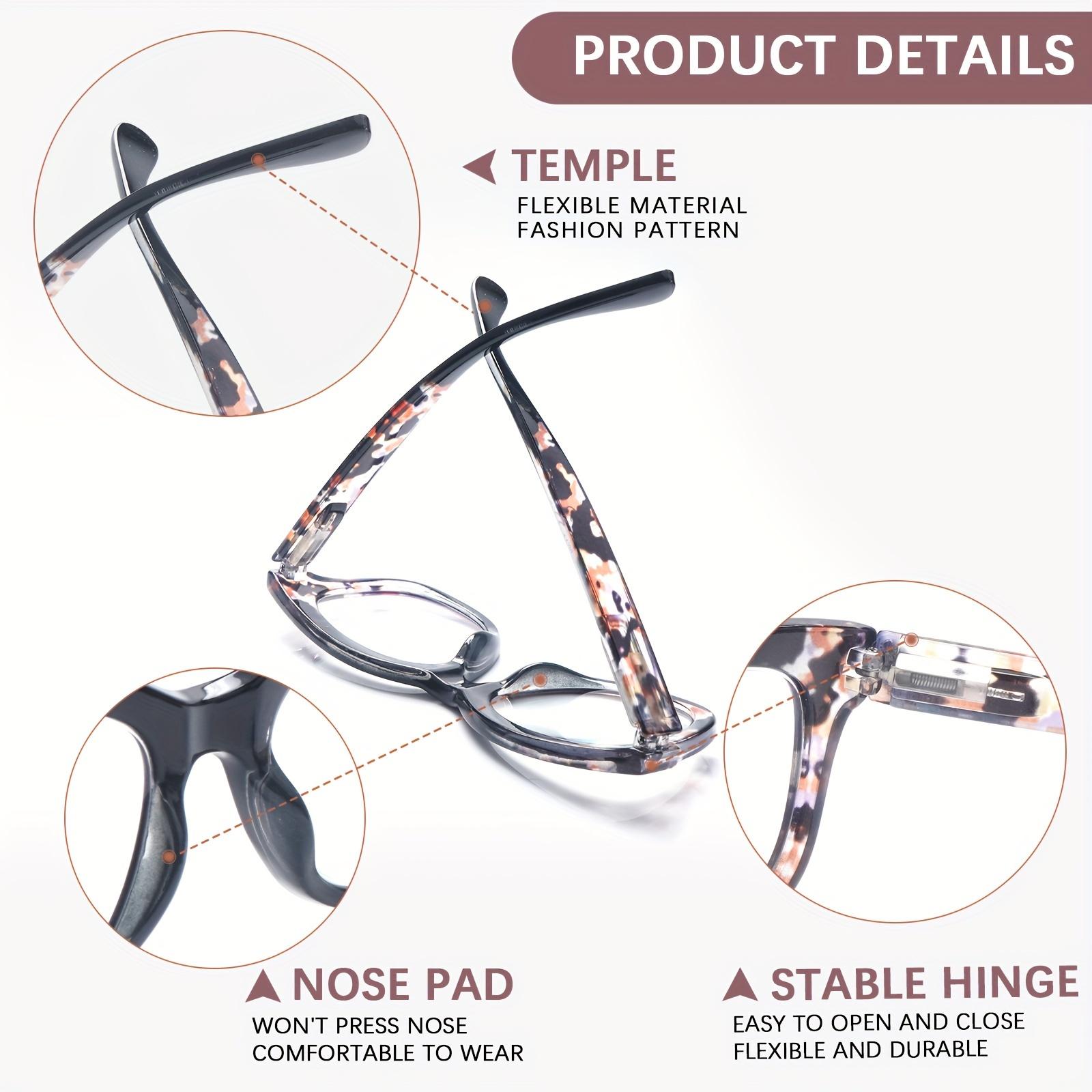 DEAAOK 3-Pack Fashionable Reading Glasses Blue Light Blocking Square Computer Readers For Women Dpring-Loaded Hinge