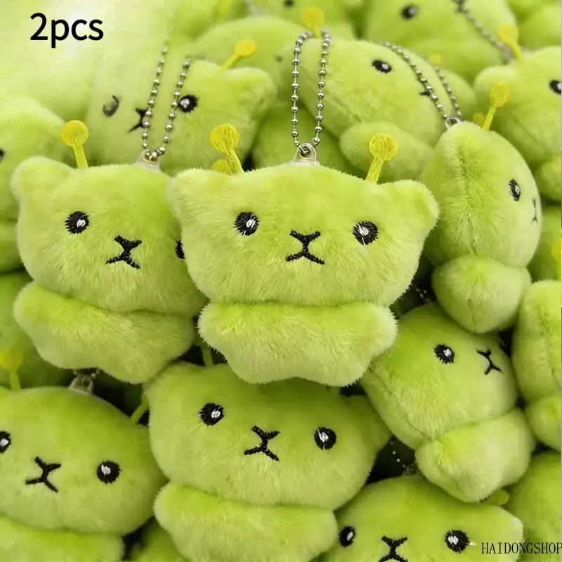 Weird Cute Viral Y2K Green Alien Cat Plush Doll, Soft Fluffy Stuffed Kitten Hanging Bag Charm, Niche Novelty Decor Accessory For Girls Backpack Daily Photo Styling,couple,keychain,
