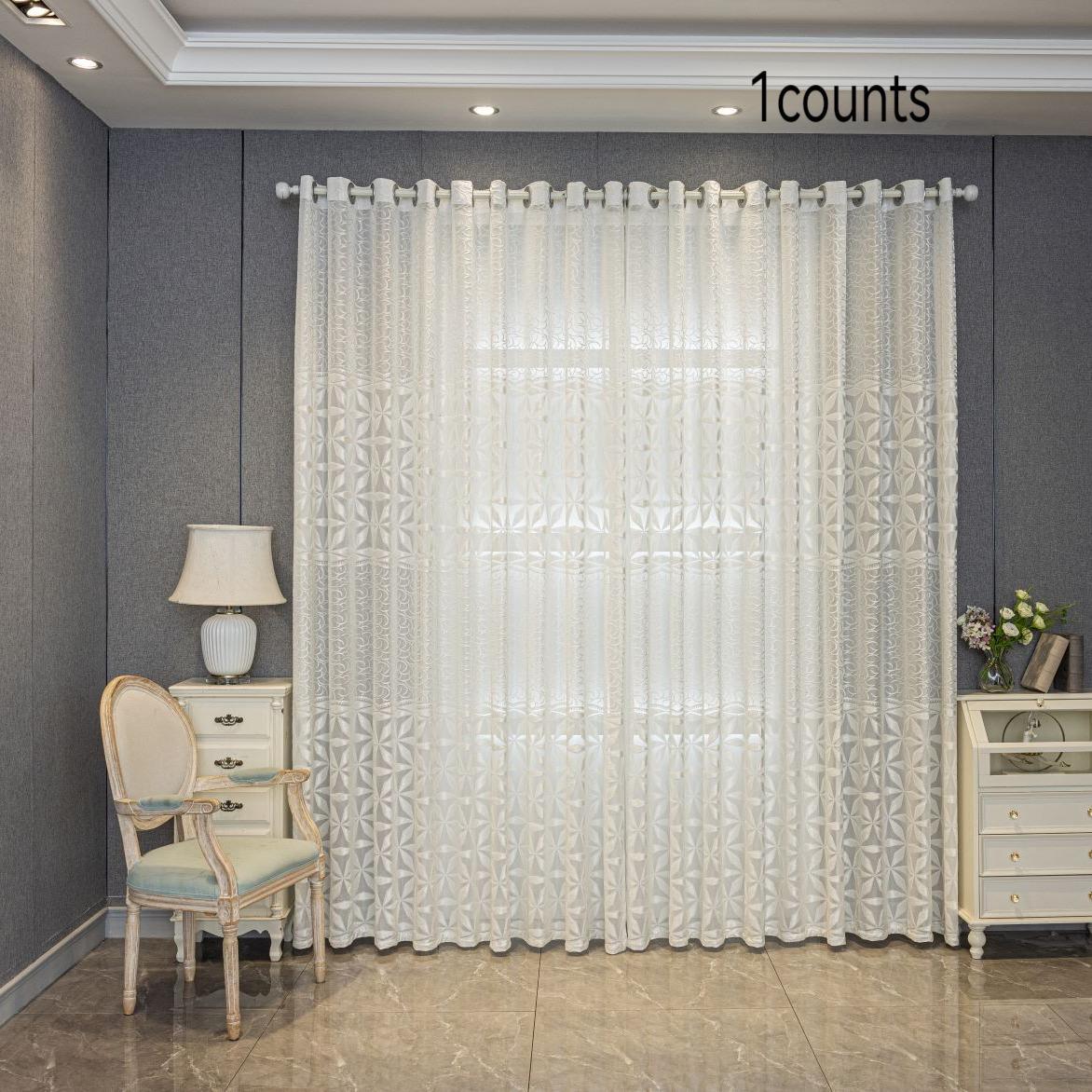 Solid Color Hollow Out Curtain, Modern Simple Luxury Curtain, Home Decoration Curtain, Window Screening for Balcony, Bedroom, Living Room and Office