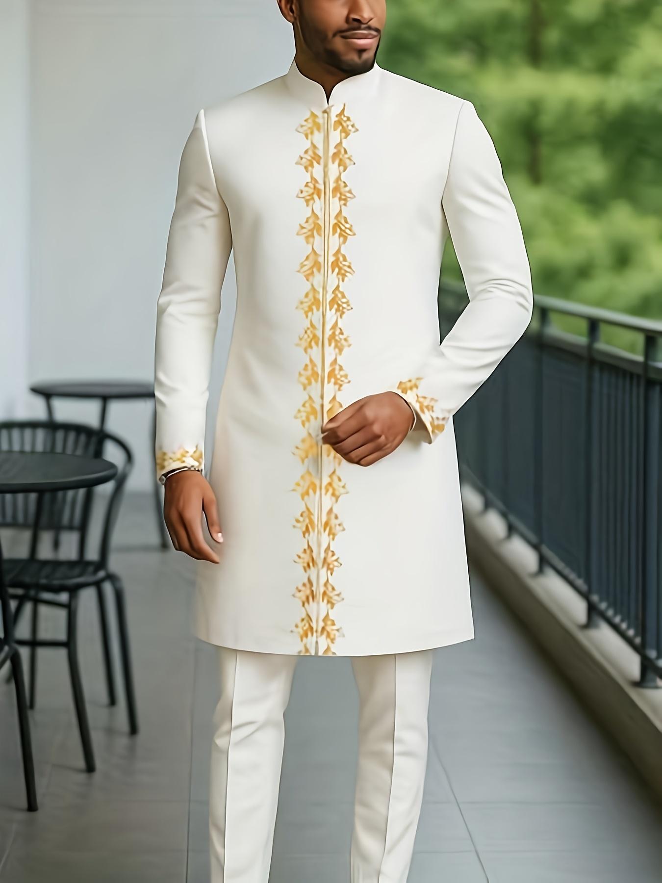 Men's Traditional Clothing Men's Set Two-Piece Set Long Sleeve Embroidery Luxury Set Men's Casual Holiday Clothing