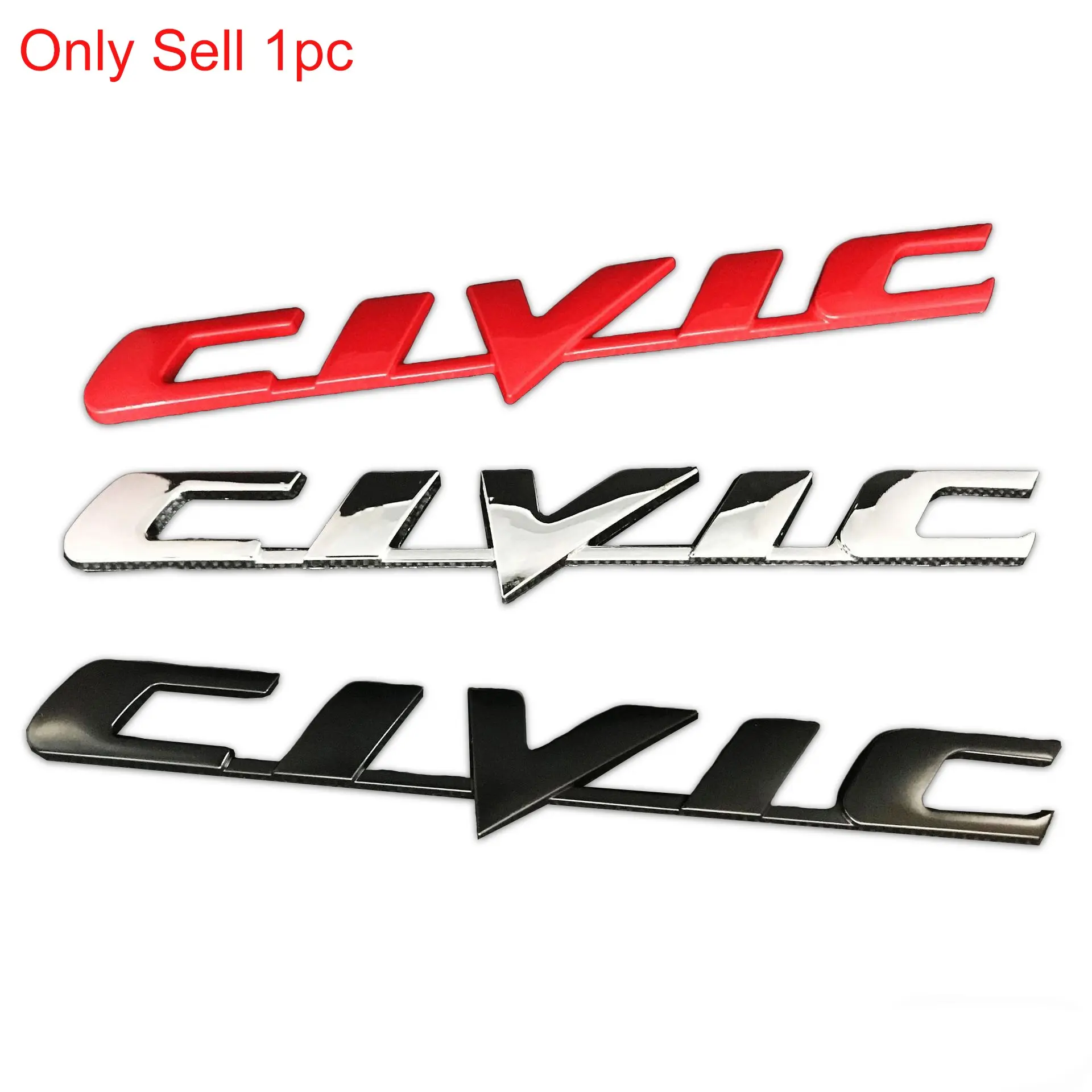 3D Metal Letter Emblem Badge Decal Car Styling For Civic Logo For Honda Civic 7 8 9 10 2022 2021 2020 2019 2018 Car Rear Tail Trunk Stickers Decals Auto Decoration Styling Accessories Automobile Decals Decal For Cars