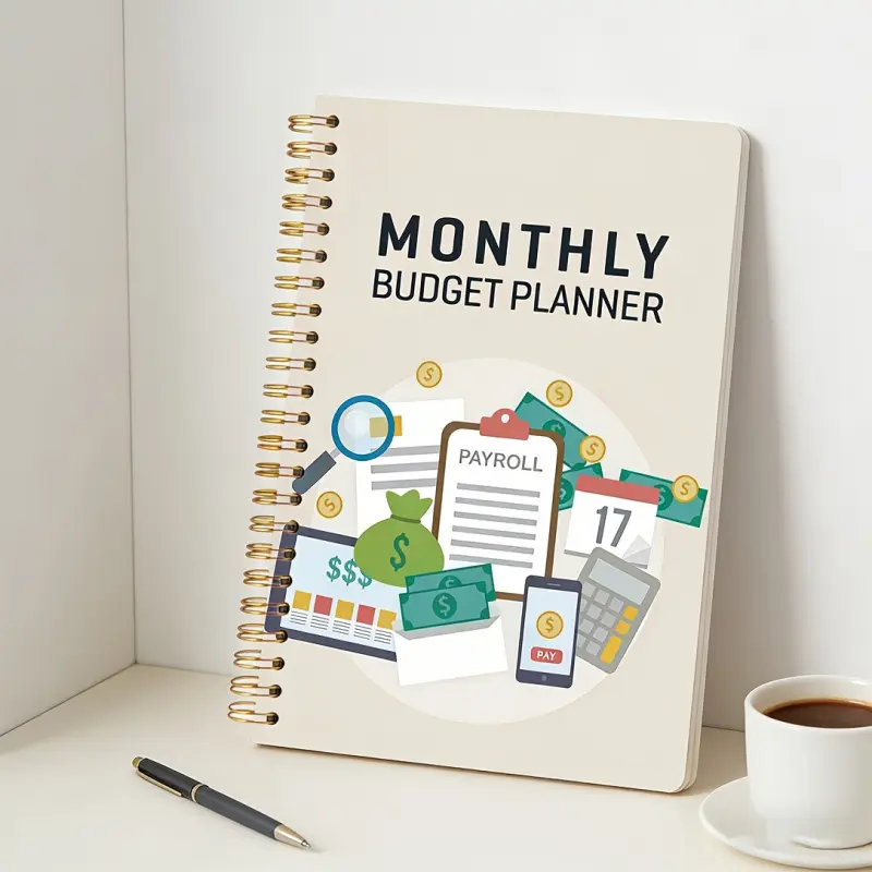 1-Month Planner Notebook - Weekly and monthly layouts, with goal setting, habit tracking, scheduler, 13.97 cm x 21.08 cm (53 sheets/106 pages) academic and office planner, bullet journal, productivity tracker, perfect for college