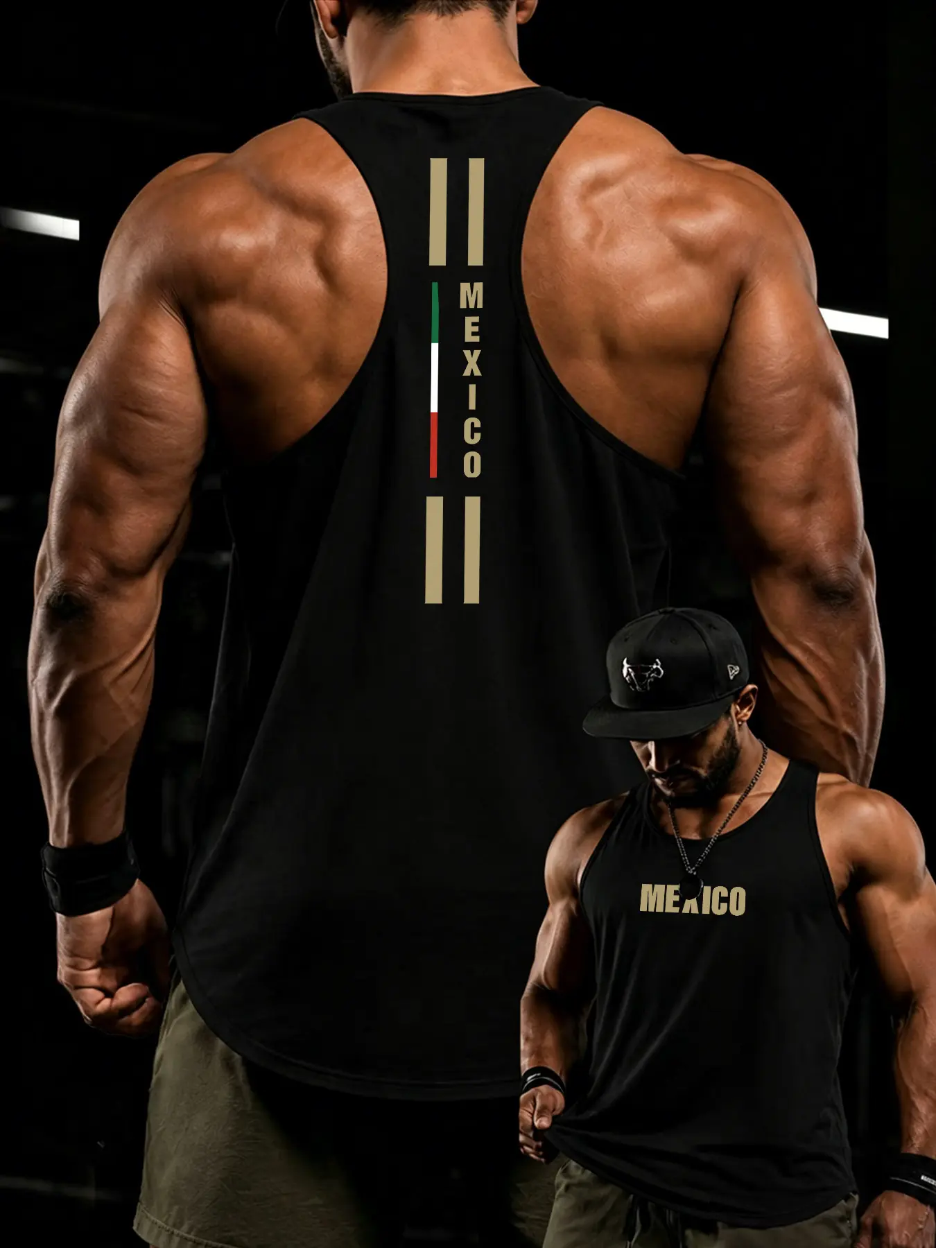 Men's Mexico Flag Print Sporty Vest, Narrow Shoulder Design, Breathable and Comfortable, Ideal for Gym and Streetwear