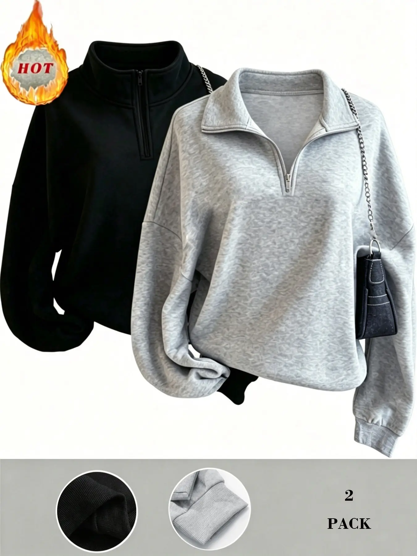 Men's Fall Winter Sweatshirt, Half-Zip Long Sleeve Loose Fit Baggy High Neck, Sporty Style, Plain Pattern, Unisex Fashion Outerwear, Casual