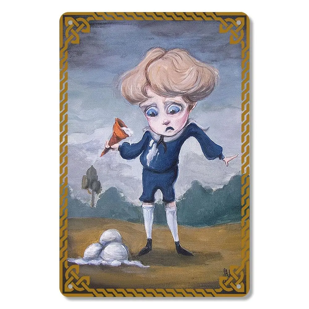 1-Piece Vintage Wrought Iron Coraline Art Print - 8x12in Artistic Metal Illustrations