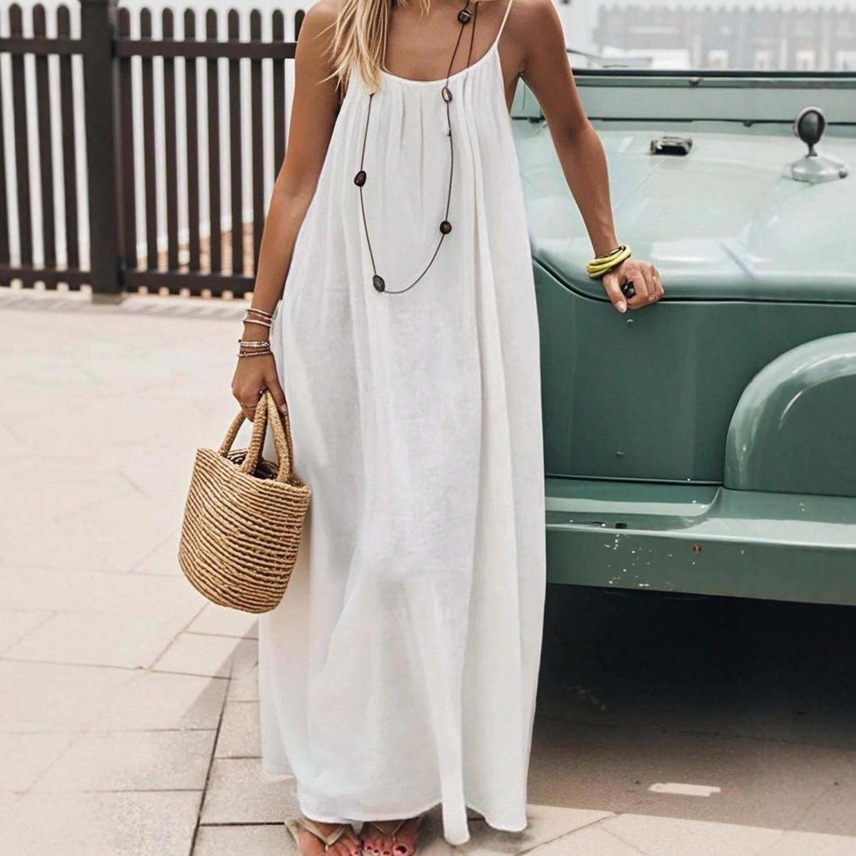 2026 New Arrival Women’s Backless Spaghetti Strap Loungewear Dress | Loose-Fit Cozy Home Essential