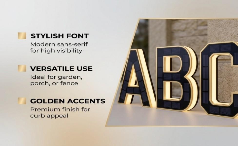 Solar Lighted House Numbers 9 Inch Waterproof LED Address Signs for Outside Modern House Numbers with Large Personalization Options,Decorate your door number, DIY personalisation.Modern Farmhouse Illuminated Sign Light