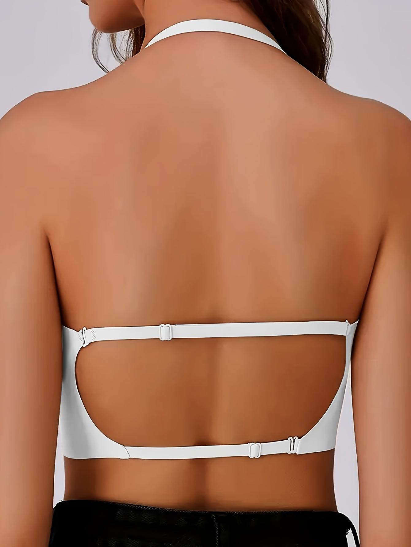 1-Pack Multi-Style Backless Bra for Women with Small Chests, Push-Up U-Shaped and X-Shaped Backless Design, Detachable Straps, Seamless