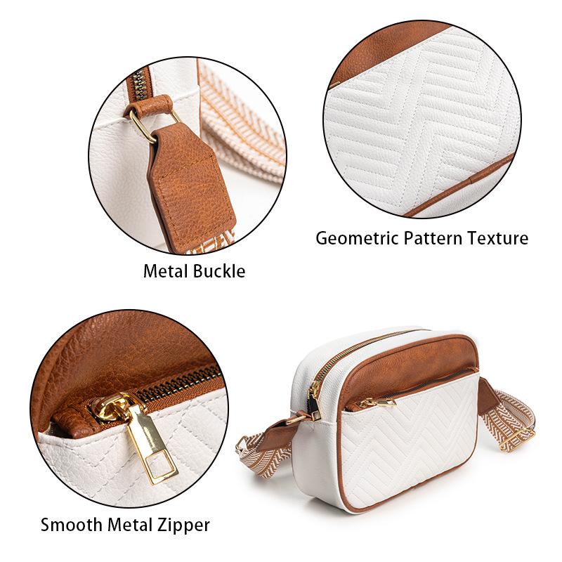 ZELORES  1Pc New Crossbody Bag Trend Joker Women's Shoulder Bag Small Square Bag Jacquard Shoulder Strap Sports Outdoor Traveling Bag Suitable For Daily Sports Travel At Work Christmas Thanksgiving Halloween. Leather Satchel Double Zipper Purse