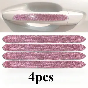 4pcs Upgrade Your Car With Bling Big Size Exterior Door Handle Protectors - Shiny Crystal Stickers For Women & Girls!