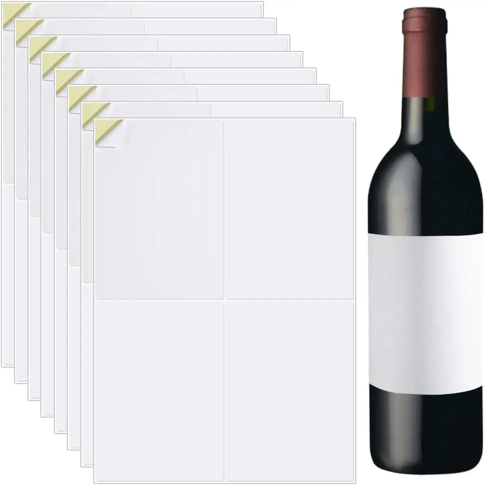 80 count 20 Sheets  Bottle Labels Printable White Glossy 6x4 Inch Printable Sticker Paper Sheets Self-Adhesive Stickers for Classic Bordeaux Burgundy and Champagne Bottles (80 Labels)