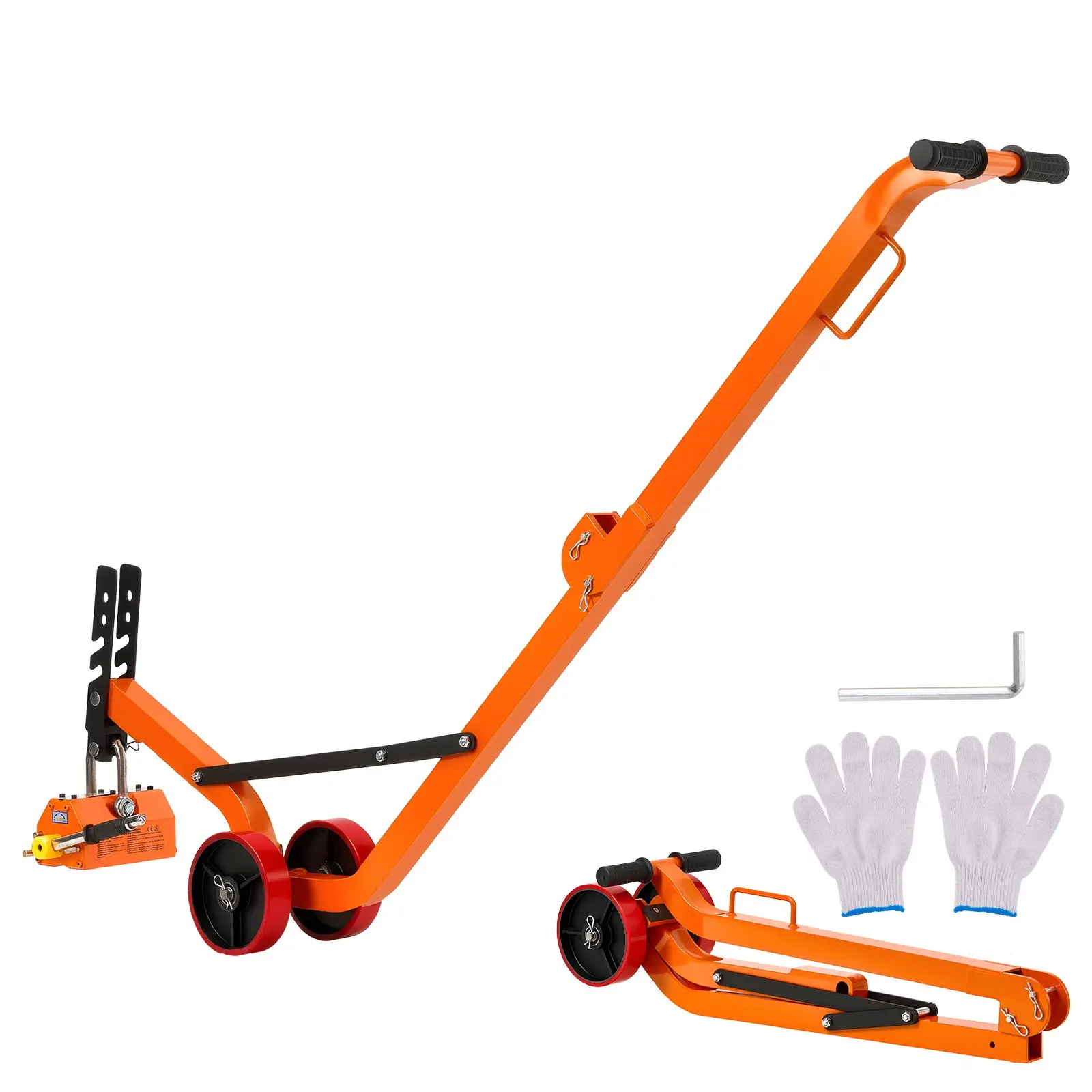 【Summerfinds】VEVOR Magnetic Lid Lifter Dolly, 1320 lbs Pulling Capacity, Steel Dolly with Heavy Duty Magnet Lift and 2 Wheels, Adjustable Handle, N42 Neodymium, Foldable and Portable, for Lifting Manhole Covers