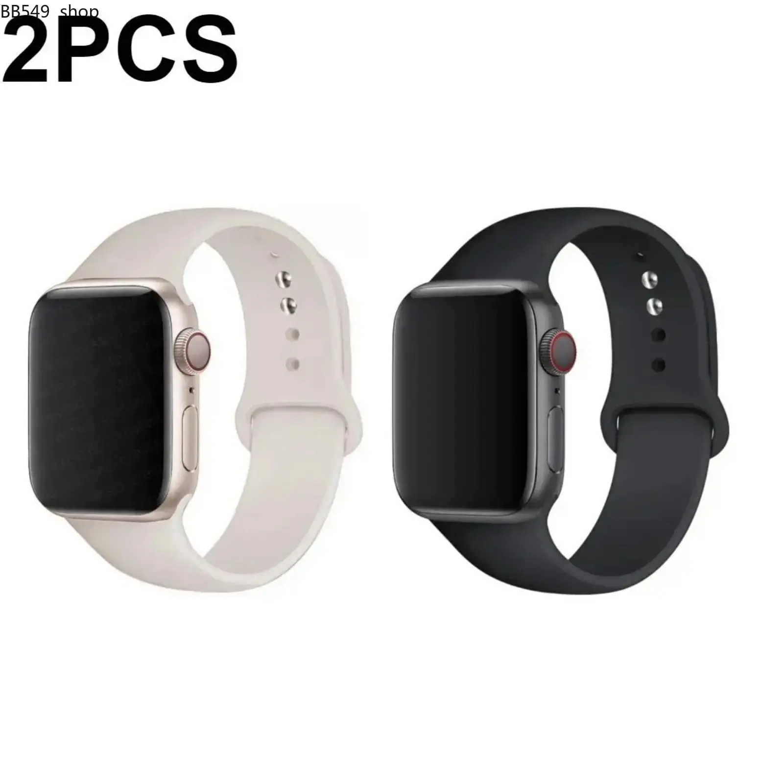 2-Pack Sport Silicone  Watch Bands – Soft Durable Replacement Straps Compatible with All Series 38–49mm