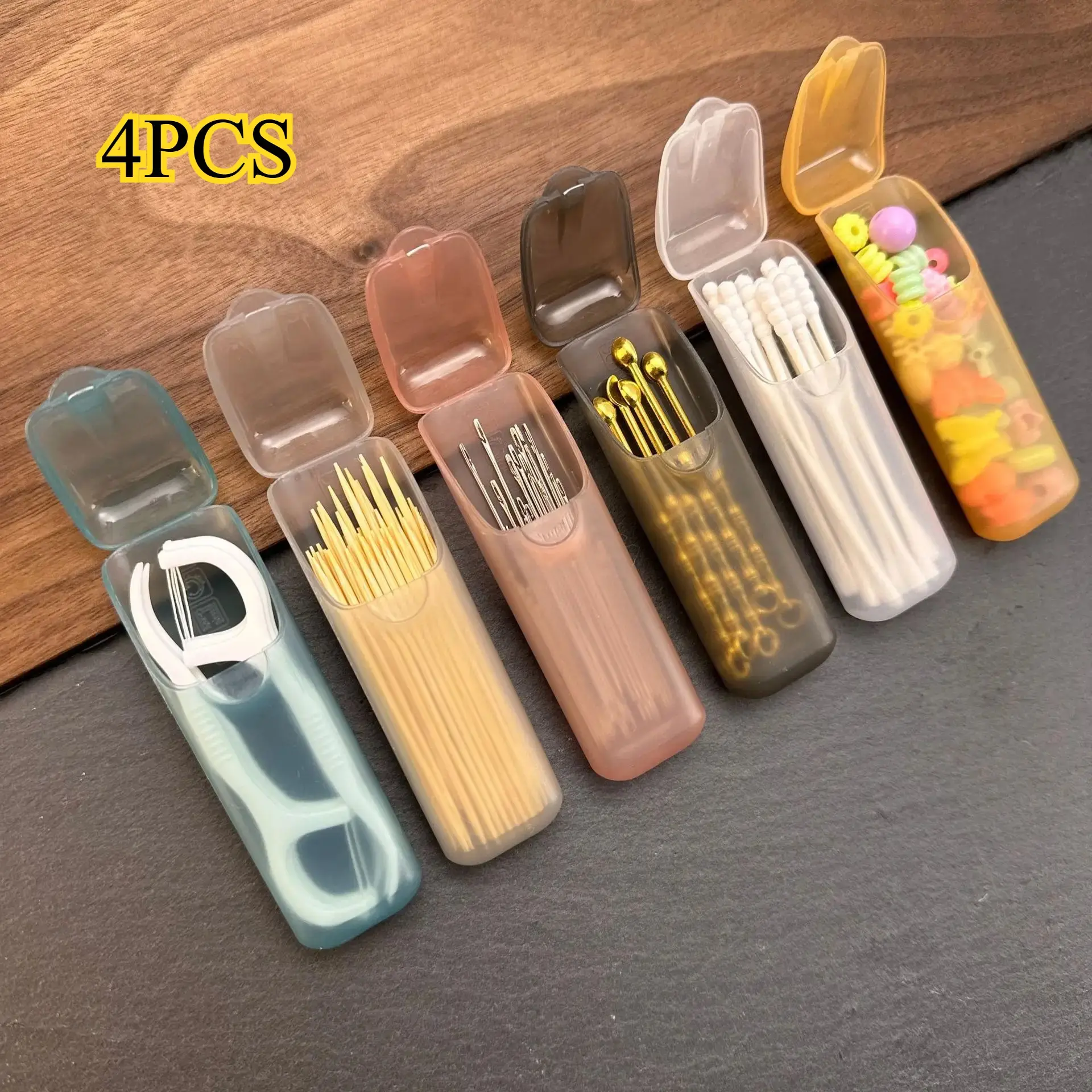 [Portable Storage Boxes] 4pcs Mini Portable PP Plastic Storage Boxes with Multi-Compartments |     Compact Travel Organizer for Dental Supplies, Medication, Jewelry & Small Parts - PP Plastic Containers