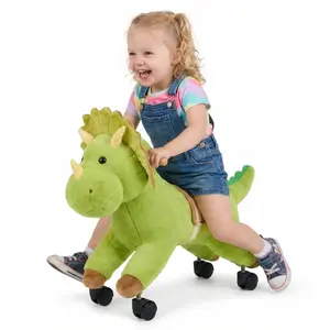 VEVOR Kids' Ride On Dinosaur Toy (Cute Look, 3-6 Years), No Battery Required, Lifelike Roars, 360-Degree Flexible Smooth Wheels, Soft Seat, 88 lbs Max Load, 5.95 lbs Weight, Ideal for Birthdays, Smooth Ride