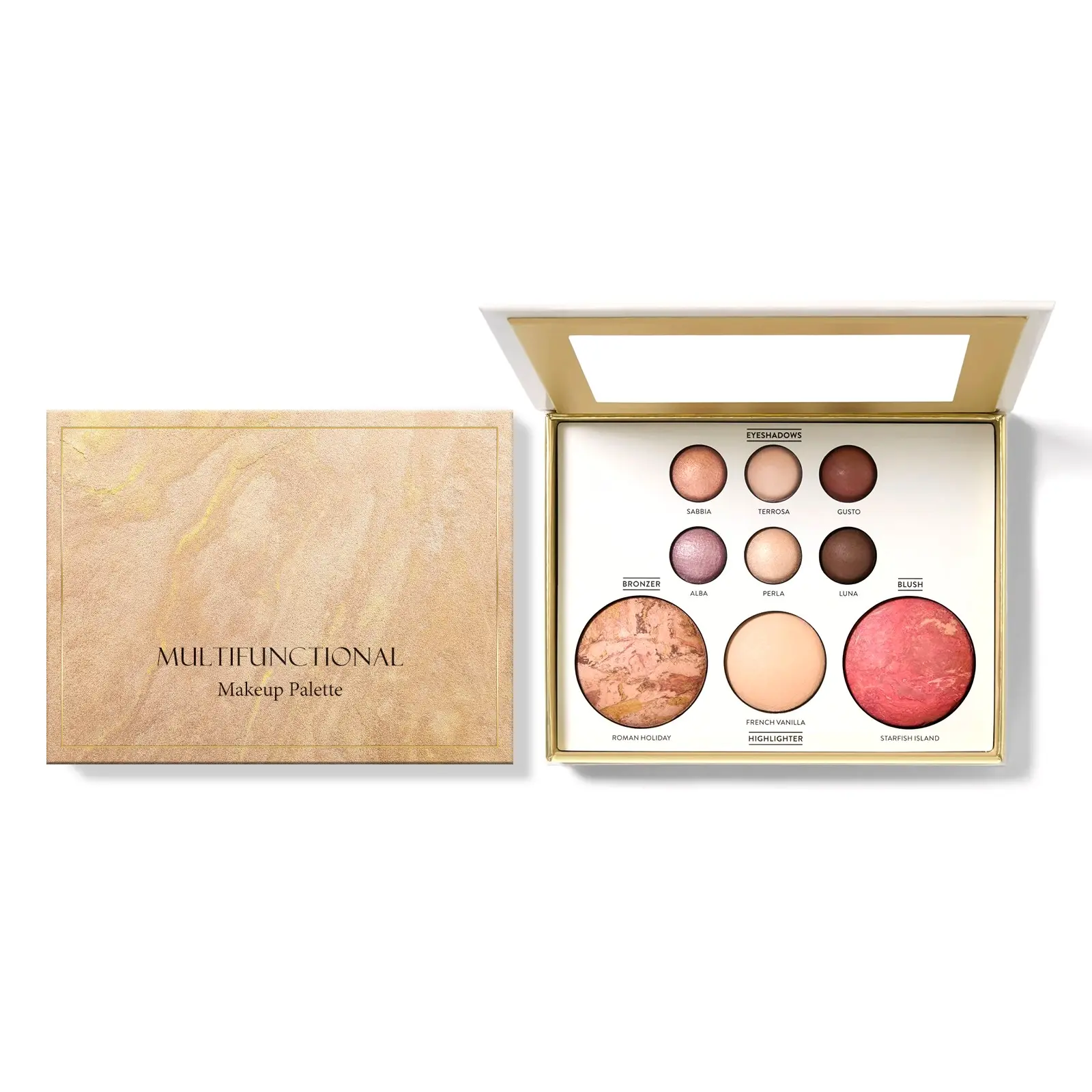 Multi-Use Makeup Palette, Everyday Versatile Makeup, Eyeshadow, Contour, Blush, Highlighter, Inner Corner Brightener, All-In-One Cosmetic Set