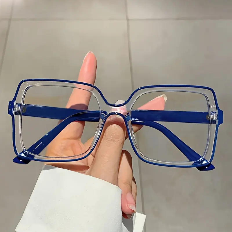 1 Pair of Women's Color Matching Square Flat Glasses, New Fashionable Solid Color Decorative Frame Glasses, No Degree Decorative Glasses