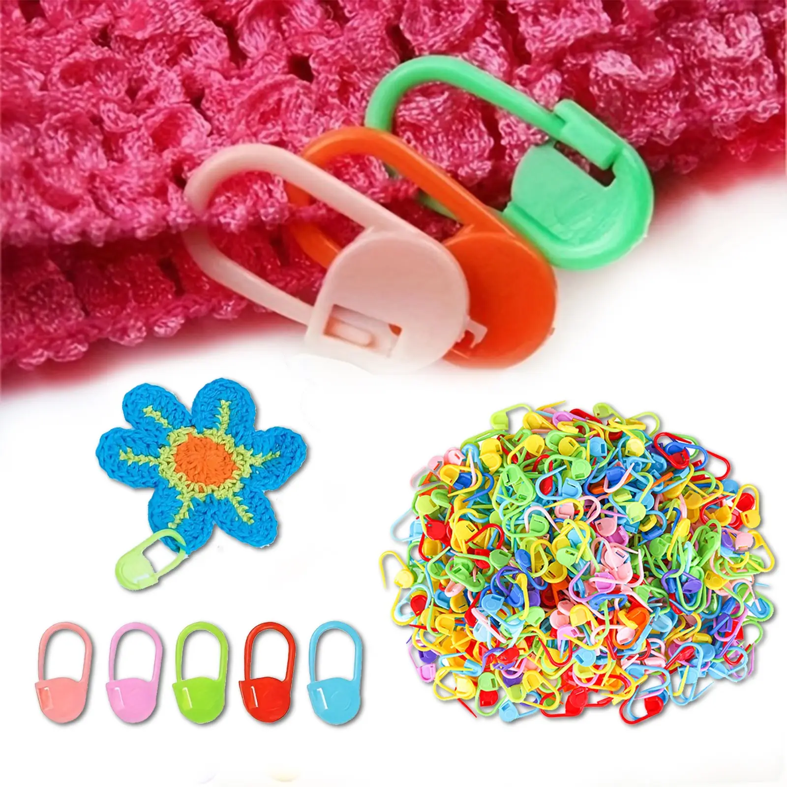 150 pcs Colorful Knitting Markers Crochet Clips Crochet Pins Bulk Stitch Markers Locking Stitch Knitting Place Markers DIY Craft Plastic Safety Pins Sewing Weave Stitch Needle Clip Counter Crafting Tools Weaving Tools Sewing Accessories And Supplies