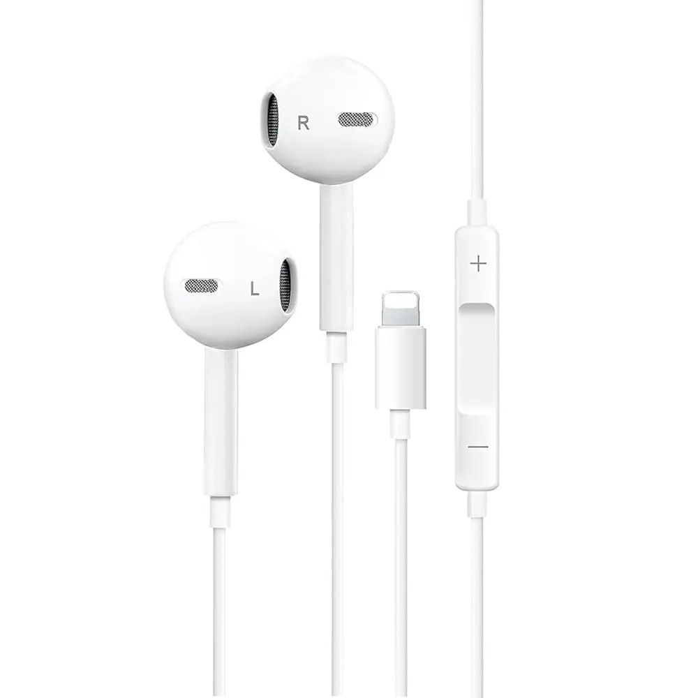 Lightning Wired Earbuds with Inline Control, Plug and Play Stable Audio, Ideal for Office, Meetings, Travel, and Studying