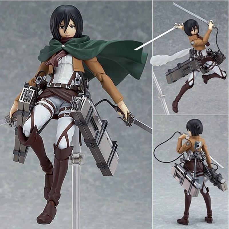Anime Figure Attack On Titan Mikasa·Ackerman Standing Holding Sword Detachable Model Toy PVC Collection Desktop Ornaments 19CM