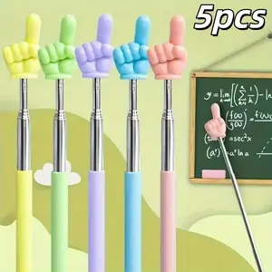 5pcs Extendable Teacher Pointer, Adjustable Hand Indicator Stick, Teaching Reading Tool, Classroom Supplies, Ideal Gift for Easter and Day
